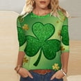thumbnail image 4 of 3/4 Length Sleeve Tops for Women Oversized CrewneckSt Patricks Day Irish Shamrocks Print Short Sleeve T Shirts Summer Casual Plus Size Round Neck Loose Comfy Tee Shirt, 4 of 8