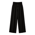 thumbnail image 4 of Hurxie Plus Size Pants for Women Drawstring Waist Wide Leg Palazzo Beach Pants with Pockets Black,L, 4 of 6