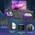 thumbnail image 5 of Bestier TV Stand for TVs up to 75" with LED Lights & Power Outlet, Entertainment Center with Storage Cabinet, Black Marble, 5 of 9