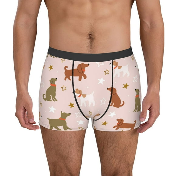 Fotbe Star Cute Dog Calzoncillos Tipo Boxer con Bolsa de Soporte Total para Hombre, X-Temp Fresco, Transpirable y de Secado Rápido-Large