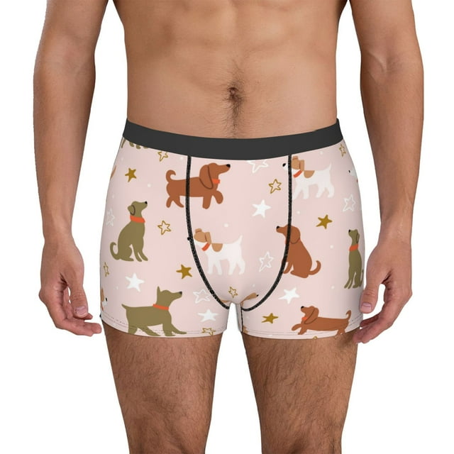 Fotbe Star Cute Dog Calzoncillos Tipo Boxer con Bolsa de Soporte Total para Hombre, X-Temp Fresco, Transpirable y de Secado Rápido-Large