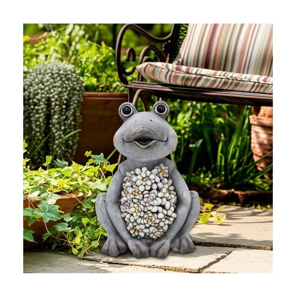 Garden Statuary Magnesia Succulent Floral Frog with Detailed Petals Finish for Home or Outdoor Garden Decor Yard Sculpture Weather-Resistant Decorative Accent - 13" Gray