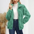 thumbnail image 3 of TKLPEHG Womens Winter Coats Fall Long Sleeve Zip Up Fleece Coat Casual Comfy Stand Collar Jackets Warm Fleece Lined Winter Coats (Green,S), 3 of 6