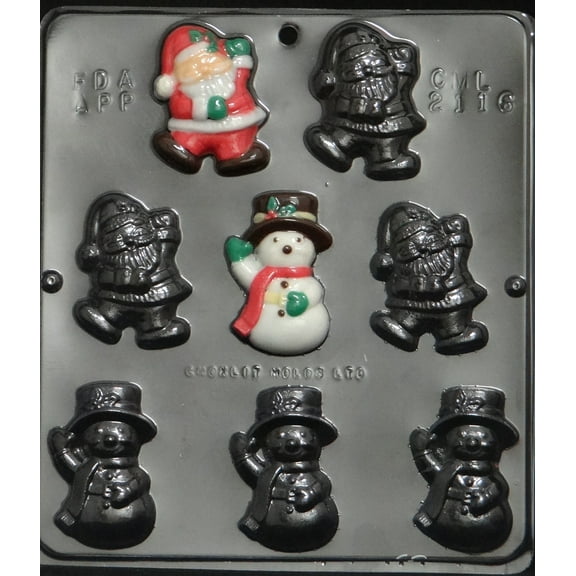 2116 Santa & Snowman Pieces Chocolate Candy Mold