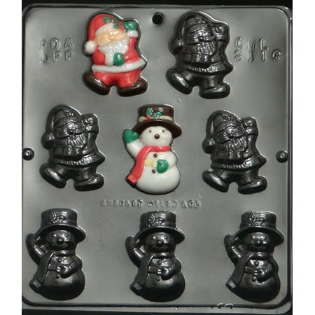Santa Candy Mold - 2116 Santa & Snowman Pieces Chocolate Candy Mold