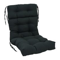 22-inch by 45-inch Solid Twill Tufted Chair Cushion Black-Color