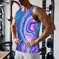 thumbnail image 5 of Gukieu Swirl Blue And Purple Print Men's Quick Dry Fitness Vest, Round Neck Sleeveless Fitness Bodybuilding Top-Medium, 5 of 7