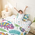 thumbnail image 3 of Metsweet Cartoon Animal Lizard Twin Duvet Cover, Tropical Leaves Twin Bedding, Pink Yellow Teal,2pcs,1 Duvet Cover and 1 Pillowcase, 3 of 6