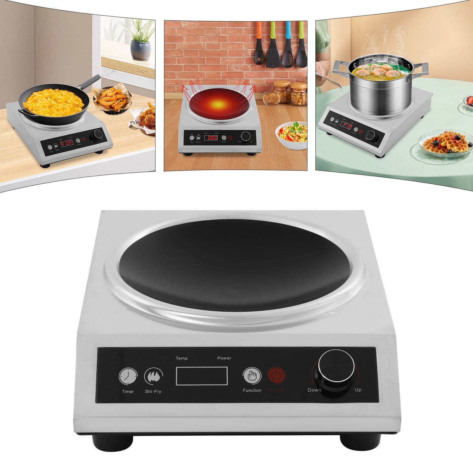 12.60*15.75 Modern Stir-fry Function Induction Cooktop Silver Black for Stir-frying, Cooking, Porridge