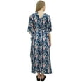 thumbnail image 5 of Bimba Moms Blue Floral Printed Kimono Sleeve Maternity Kaftan With Belt-10, 5 of 6