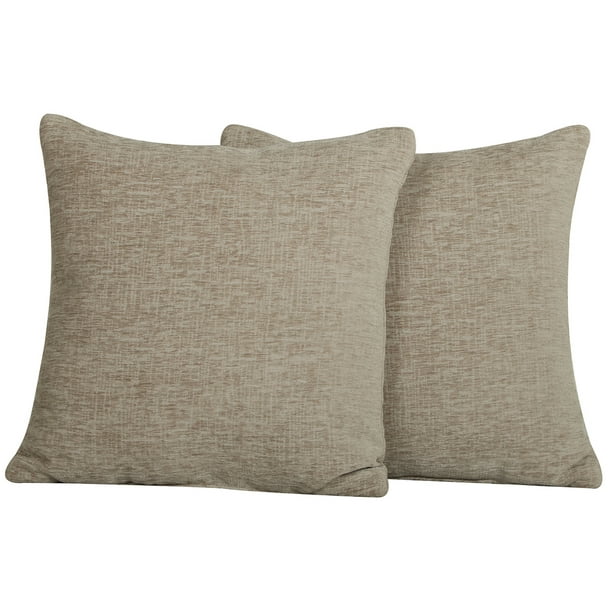 Mainstays Chenille Beige Square Pillow 18''x18'', 2 Pack - Walmart.com