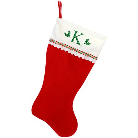 Miami Dolphins Christmas Stocking Monogrammed Christmas Stocking, Red and White Felt with Serif Glitter Initial ()