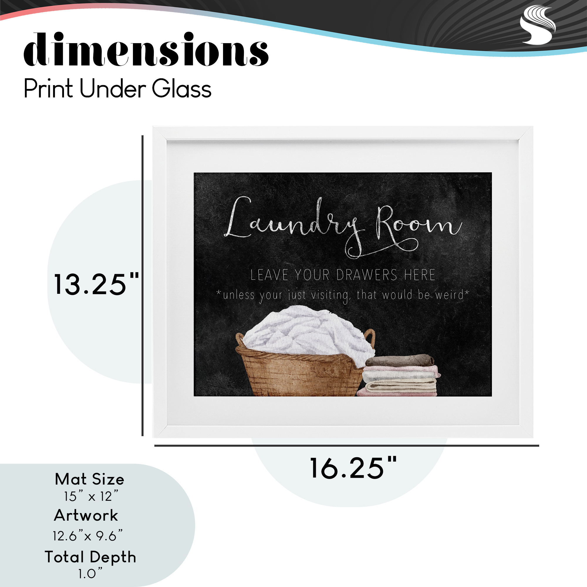 Leave Your Drawers Laundry White Framed Print Under Glass, design by Kim Allen