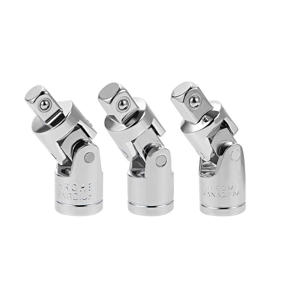 Universal Joint Socket Set of 3 Pcs, 1/4Inch 3/8Inch 1/2Inch Drive