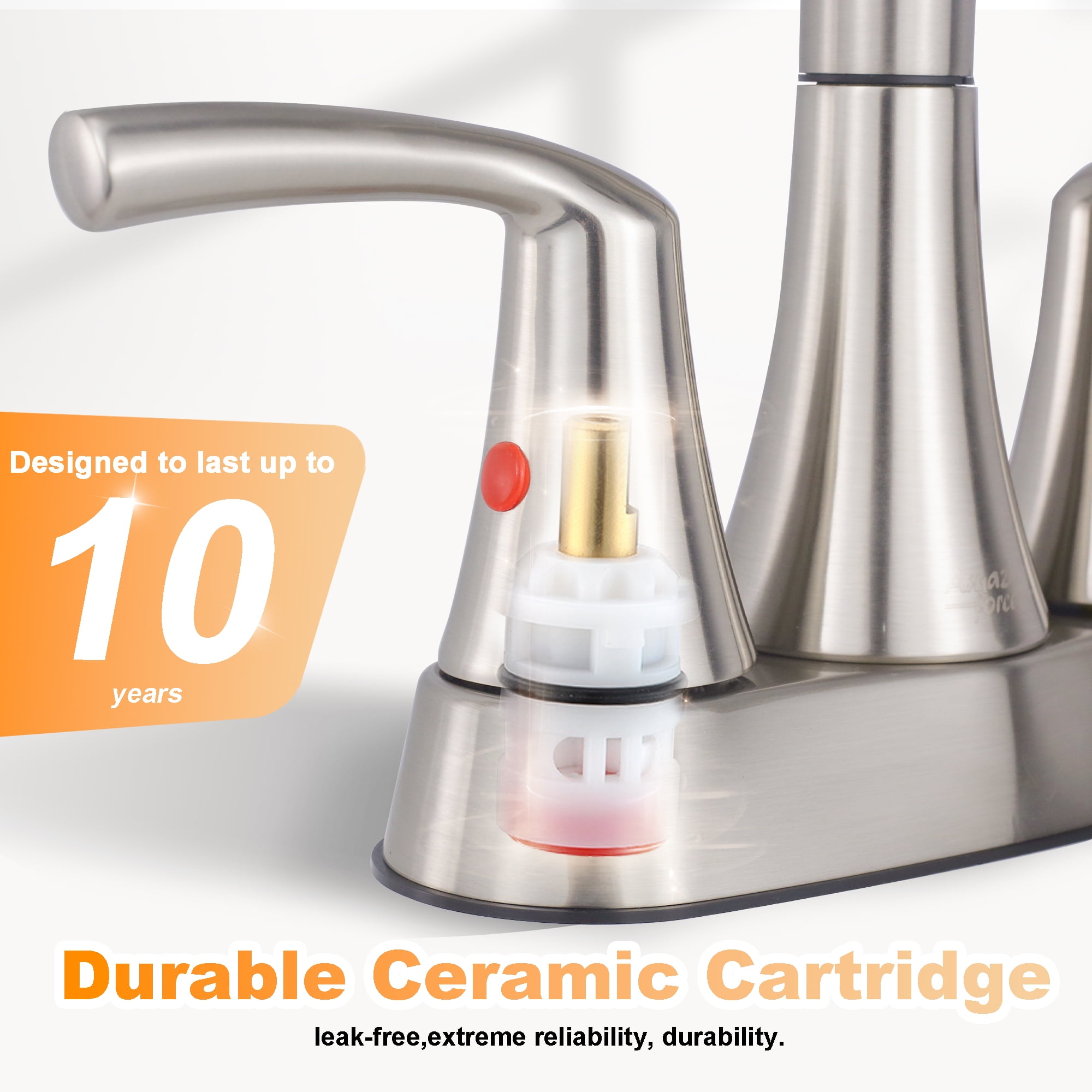 Sunrinx 4-Inch Bathroom Faucet Brushed Nickel 2 Handle Centerset High Arc Sink Faucet
