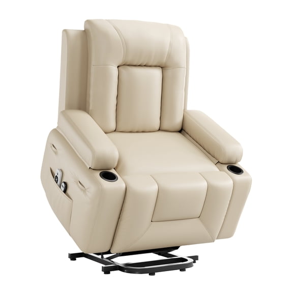 Sunvasagoo Power Lift Recliner Chair with Massage & Heat, PU Leather Electric Lift Assist Recliner for Elderly, Remote Control