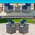 thumbnail image 6 of Costway 3PCS Patio Rattan Furniture Bistro Set Cushioned Sofas Side Table Armrest Navy, 6 of 10