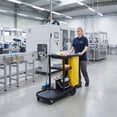 thumbnail image 5 of NORTHSKY Cleaning Carts on Wheels, Janitorial Cart, 3-Shelf Commercial Traditional Plastic Housekeeping Cart Multifunctional Janitorial Cart, with 2 Yellow Vinyl Bag and 2 Pair of Rubber Gloves, 5 of 7
