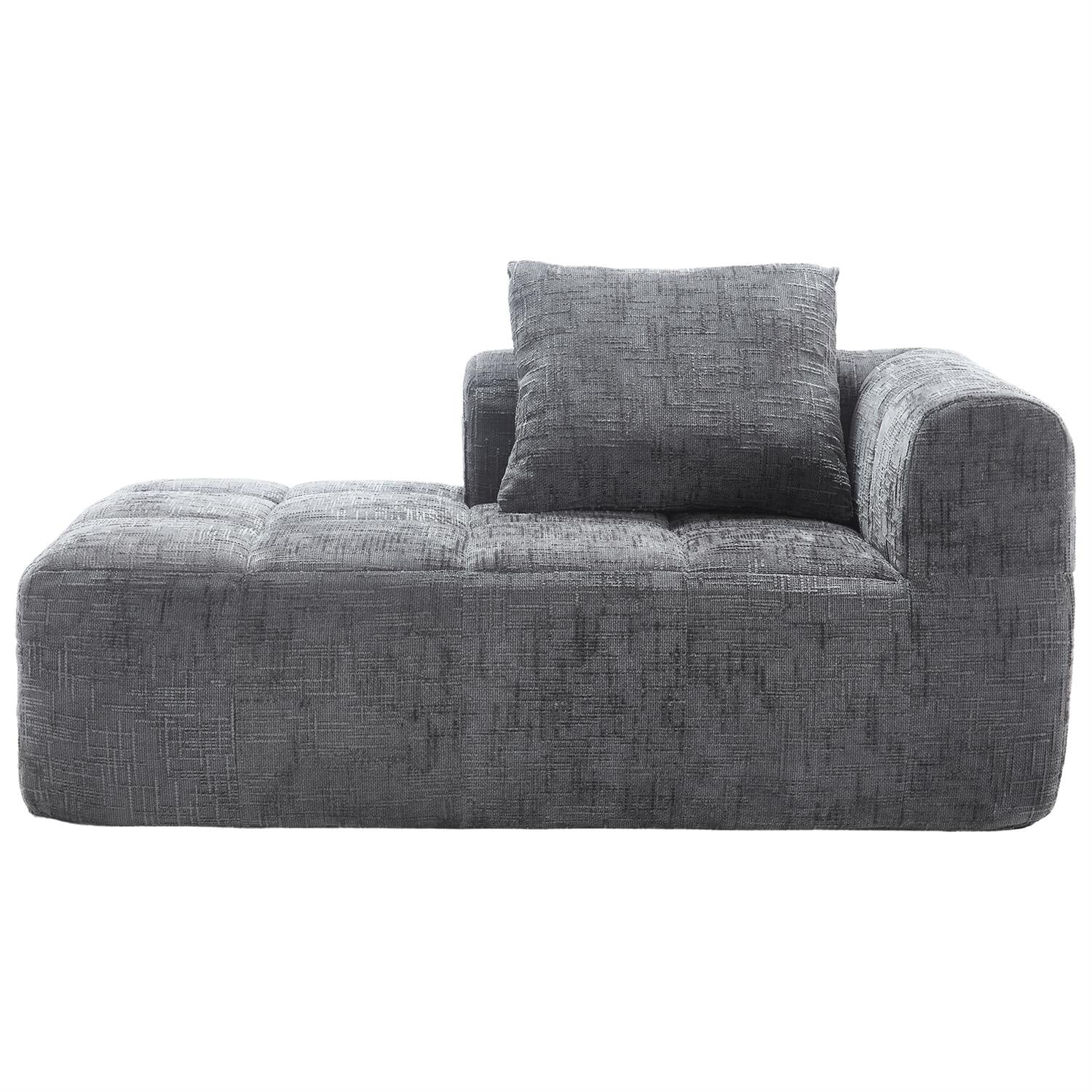 Demi Bonn 62" Plush Chenille Loveseat Sofa, Modular Sleeper for Living Room, Bedroom, Apartment Lounge, Stylish & Comfortable Couch, Gray