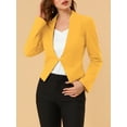 thumbnail image 6 of Women's Work Office Blazer Collarless Business Casual Suit Jacket Cropped Blazer XS Yellow, 6 of 9