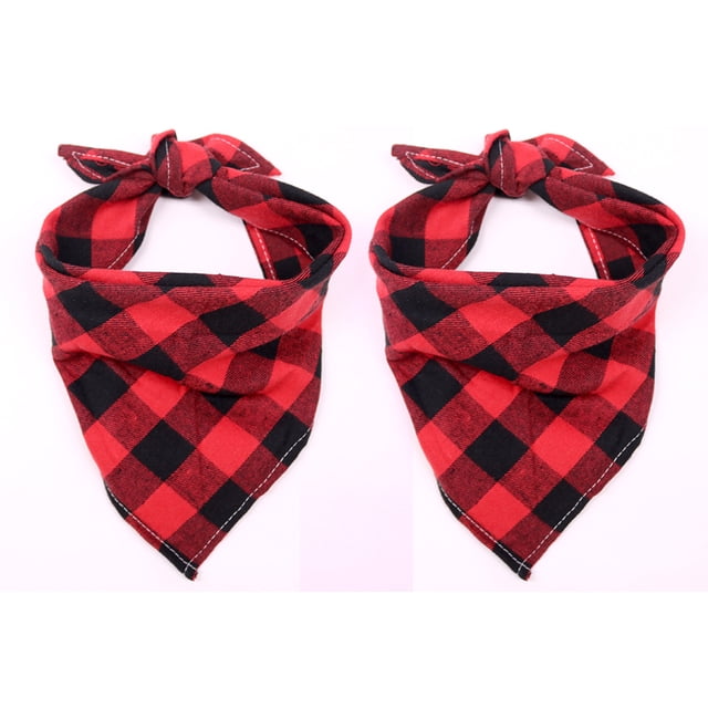 Paquete de 2 pañuelos para perros, pañuelo clásico navideño a cuadros para mascotas, bufanda, baberos triangulares, pañuelo, accesorios para disfraces de mascotas para perros pequeños, medianos y