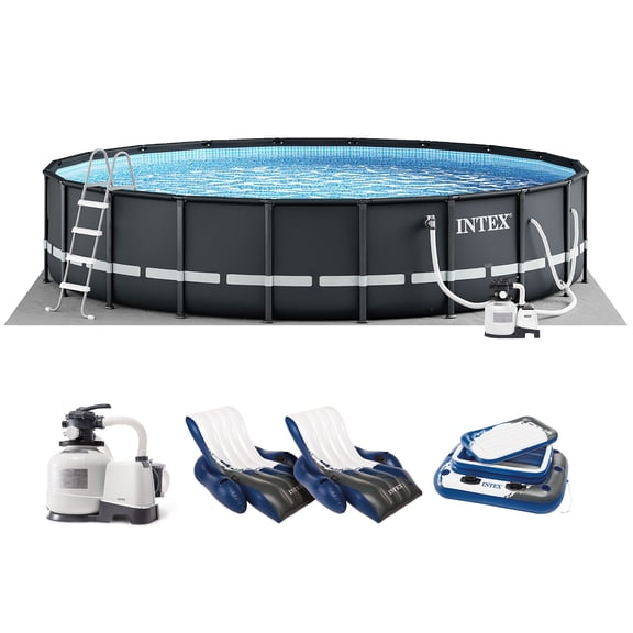 INTEX 26ft x 52in Ultra XTR Above Ground Swimming Pool, Floats (2 Pack), & Inflatable Cooler