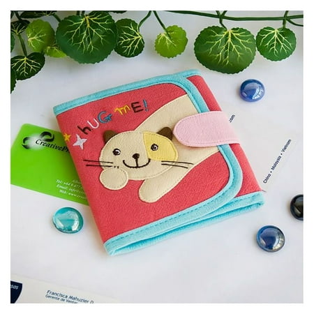 Embroidered Applique Wallet - Fabric Art Trifold Purse Card Holder (4.7x4.3in) - Cute Handmade Cotton Wallet for Women & Girls - Eco-Friendly Gift