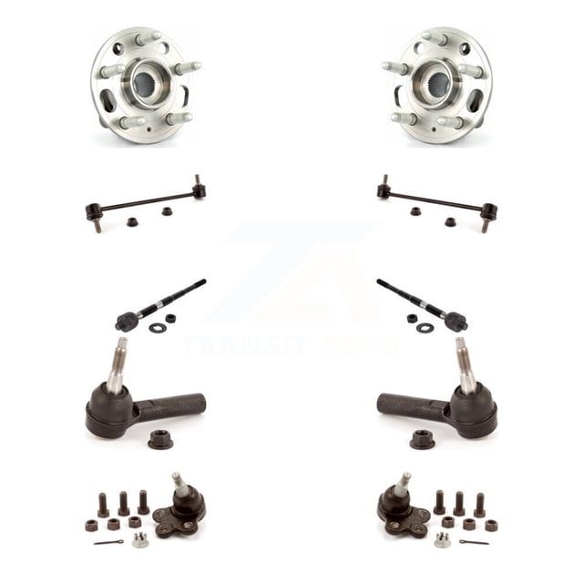 Transit Auto Front Hub Bearing Assembly Lower Ball Joint Outer Inner Tie Rod & Sway Bar Stabilizer Link Kit (10Pc) for Car Chevrolet Equinox GMC Terrain - Left Right Side (Driver Passenger) K7T-109425