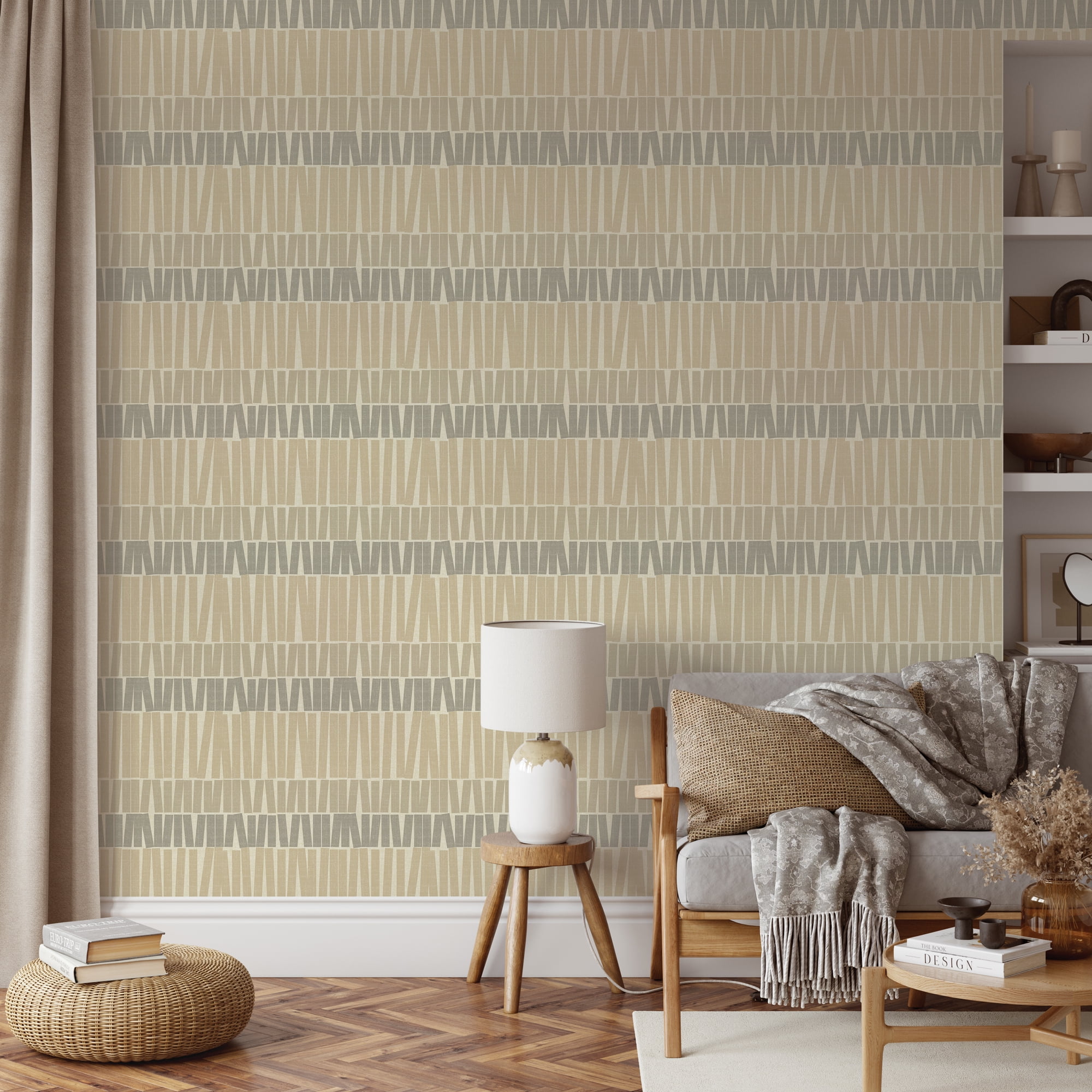 (2 pack) Better Homes & Gardens Neutral Gwen Stripe Peel and Stick Wallpaper, 20.5" x 18'