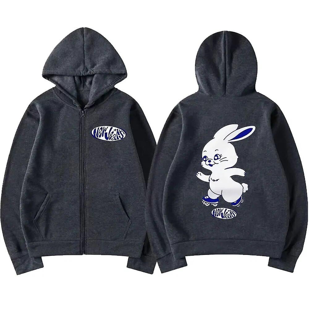 Korean Newjeans Bunny Cute Zipper Hoodies Fashion Kpop Style