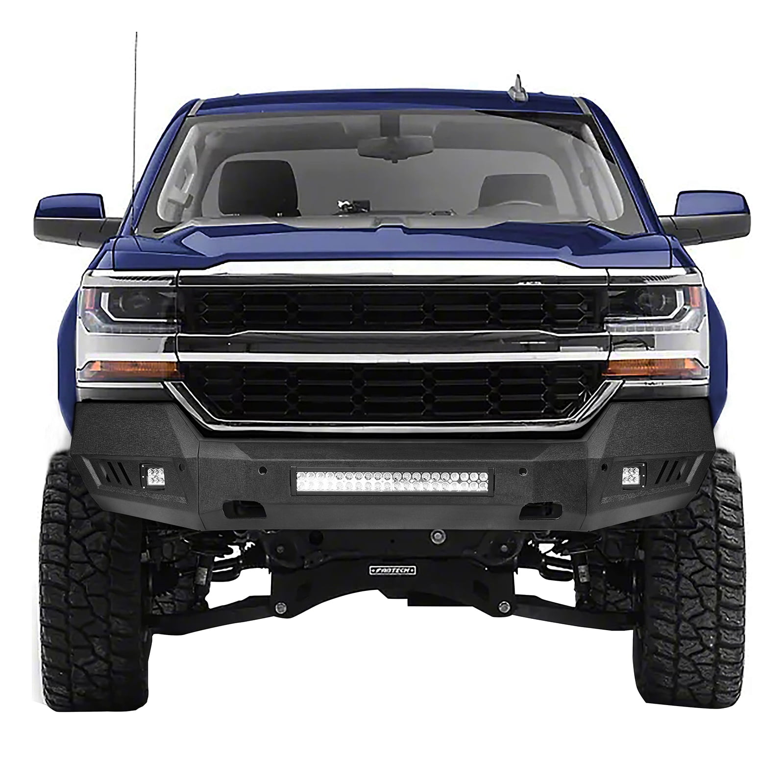 Hooke Road Fit 2016 2017 2018 Chevy Silverado 1500 Front Bumper Steel Black w/ 120w LED Light Bar
