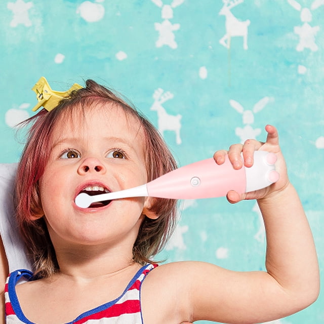 Cepillo de dientes infantil a pilas, con cerdas suaves y reemplazables. Ideal para niños mayores de 3 años. Cepillo de dientes de plástico para viajes.