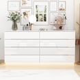 thumbnail image 3 of WIAWG High Gloss Dresser with Lights, Modern Glossy 8 Drawer Dresser with Curved Edge for Bedroom White, 3 of 8