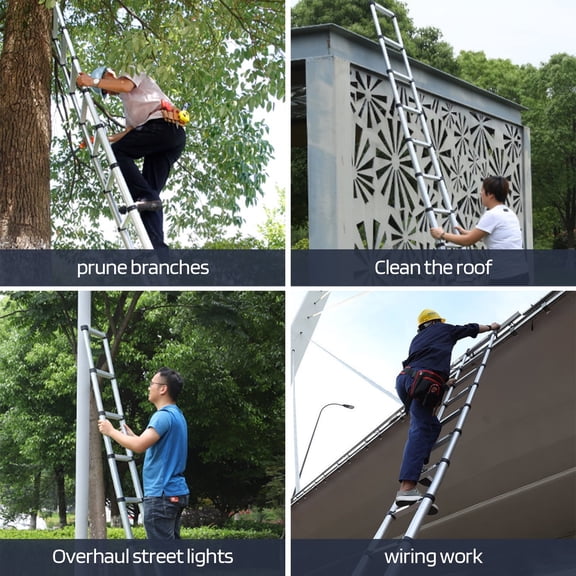 Trendix Telescoping Vertical Ladder Extension Ladder, Stainless Steel Folding Telescopic Ladder with Locking Mechanism, Collapsible Ladder for Home or RV Outdoor Work, Heavy Duty 330 lbs Load