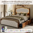thumbnail image 6 of ANPOO Queen Wood Bed Frame with 51.2" Tall Tufted Headboard & Roman Column Design, Sturdy Platform Bed with 2 Drawers & LED Light & Wooden Slats Support, No Box Spring Needed, 1000 lbs Capacity, 6 of 9