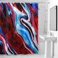 thumbnail image 2 of Red Blue Gradient Marble Shower Curtain, Abstract Ombre Wave Stone Texture Waterproof Shower Curtain Set with 12 Hooks Lightweight Bath Curtains Fabric Bathroom Decor 36x72 Inches, 2 of 9