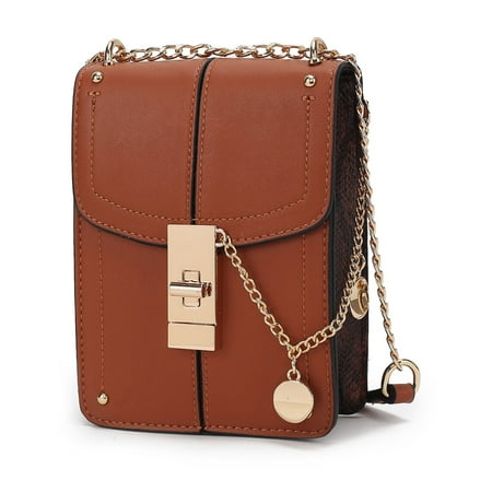 MKF Collection Iona Women's Crossbody Bag, Vegan Leather Purse and Handbag Shoulder Bag by Mia K - Cognac