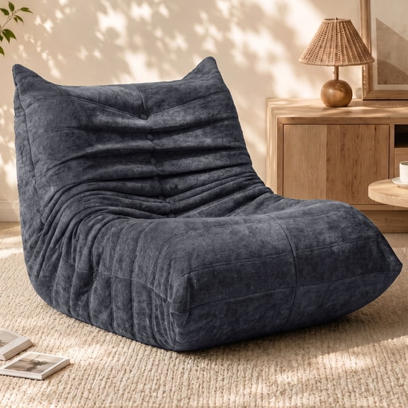 Walsunny Bean Bag Chair Memory Foam Bean Bag Sofa, Caterpillar Sofa, Lazy Sofa Chair Floor Sofa Couch Single Lounge Chair for Living Room, Bedroom, Office, Dorm, Black