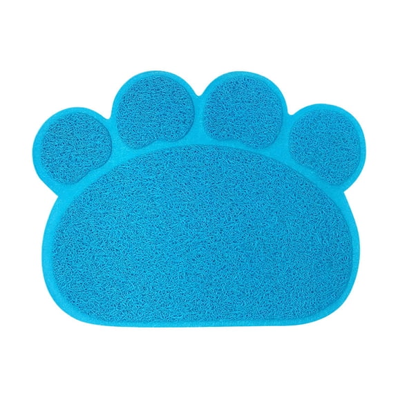 PVC Pet Dog Cat Puppy Kitten Dish Bowl Food Water Feeding Placemat, Non-Slip Cat Litter Mat Paw Shape