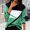 thumbnail image 2 of Womens Tops Women's Striped Printed V Neck Seven Quarter Sleeve T Shirt Top, 2 of 5