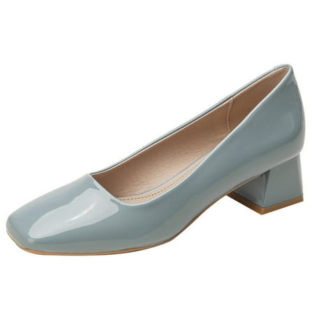 Going Outfits - Leather chunky heel square Mary Jane shoes-40