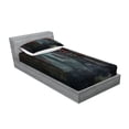 thumbnail image 2 of Ambesonne Fantasy Fitted Sheet & Pillow Sham Set, Fantasy Building Gothic, Twin, Grey and Red, 2 of 2