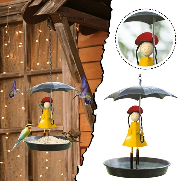 DHGDJ54G Heated Hummingbird Feeders for Outdoors Feeder Funnel Novel Feeder Metal Hanging Chain Girl And Umbrella Bird Feeder