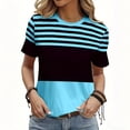 thumbnail image 4 of yillto Women Summer Tshirts Striped Short Sleeve Tee Tops Round Neck Casual Dressy Tunic Blouse Outfits, 4 of 6