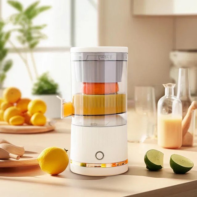 Antqov Automatic Separation Juicer Rechargeable Juicer Machine Vegetable and Fruit with USB Cable and Cleaning Brush Easy To Clean Portable Juicer for Orange, Home Accessories
