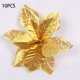 thumbnail image 3 of Yuarrent Paquete de 10 flores navideñas con purpurina, decoración de simulación Artificial, cabezas de flores grandes, adorno de granja para el hogar Kits de decoración para fiestas Oro Yuarrent HA065231-01, 3 of 6