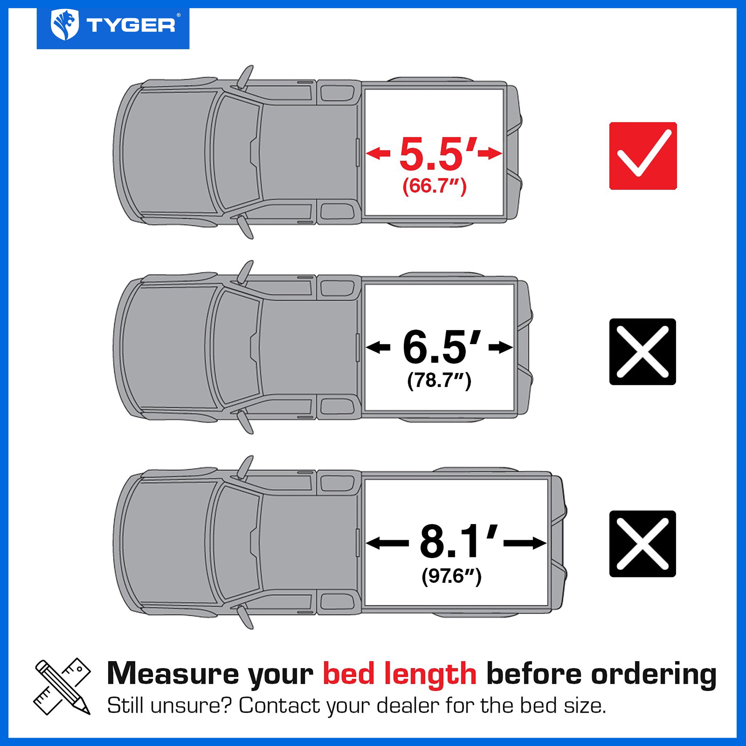 Tyger Auto T2 Low Profile Soft Roll-up Truck Bed Tonneau Cover Compatible with 2022-2026 Toyota Tundra | 5.5' (67") Bed | TG-BC2T6062
