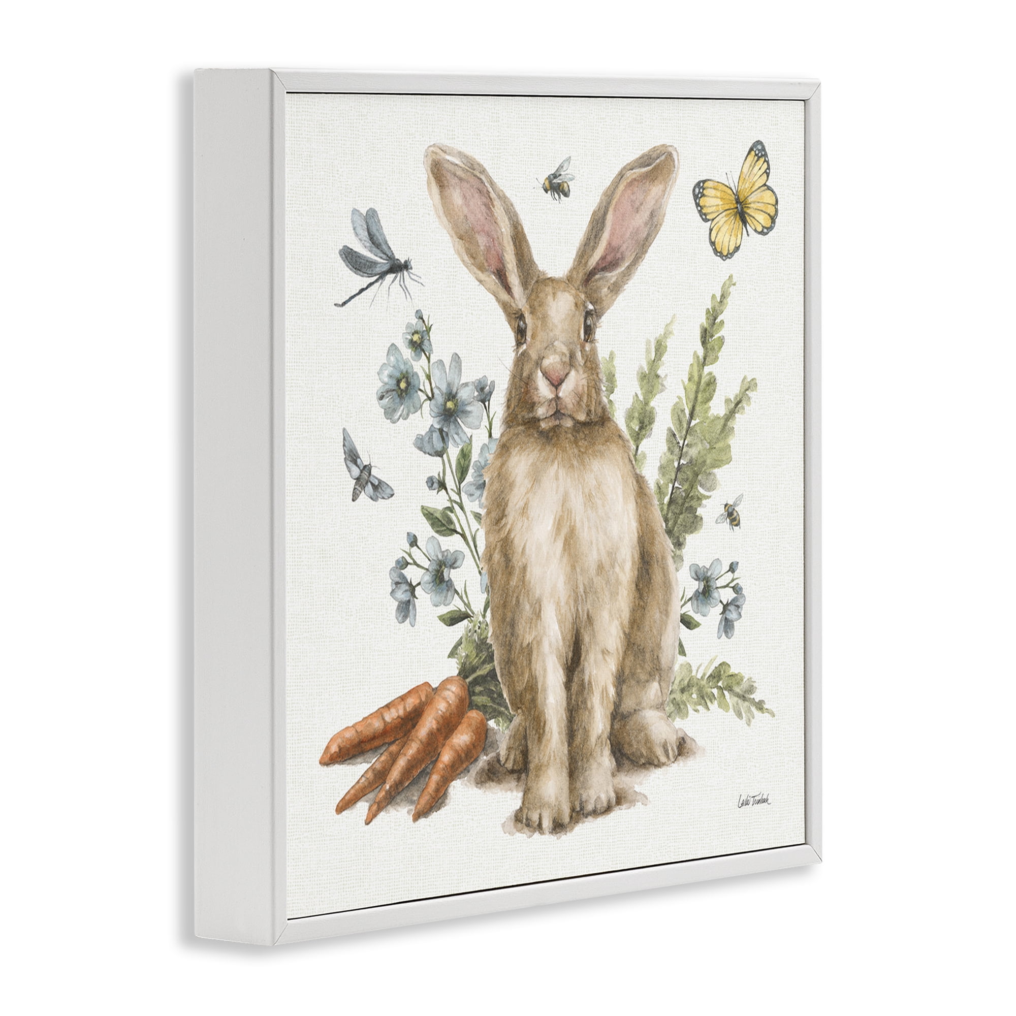 Stupell Industries Rabbit & Garden Patch Animals & Insects Painting White Framed Art Print Wall Art, 24 x 24