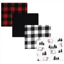 Hudson Baby Infant Boy Cotton Flannel Receiving Blankets, Buffalo Plaid Bear, One Size