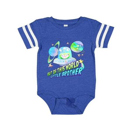 

Inktastic Out of This World Little Brother Cute Alien in Outer Space Boys Baby Bodysuit